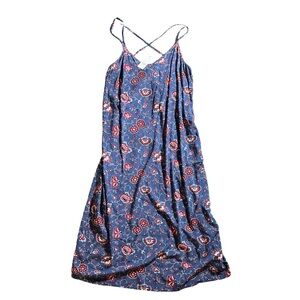 GAP Floral Spaghetti Strap Criss-Cross Racerback Dress in Red, White, and Blue